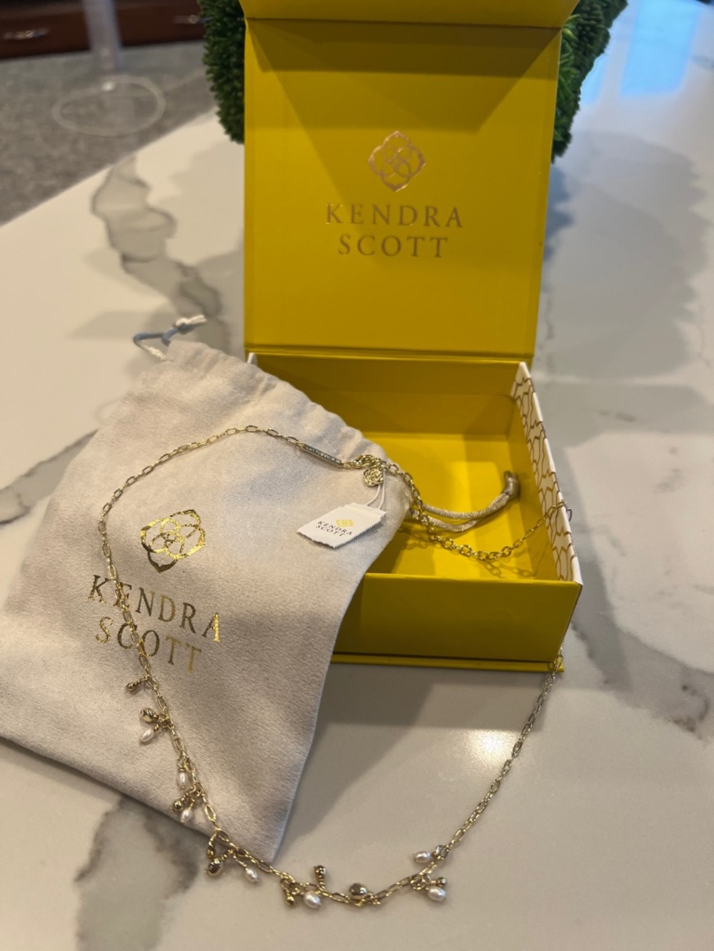 Kendra Scott Gold Necklace with Pearl Charms